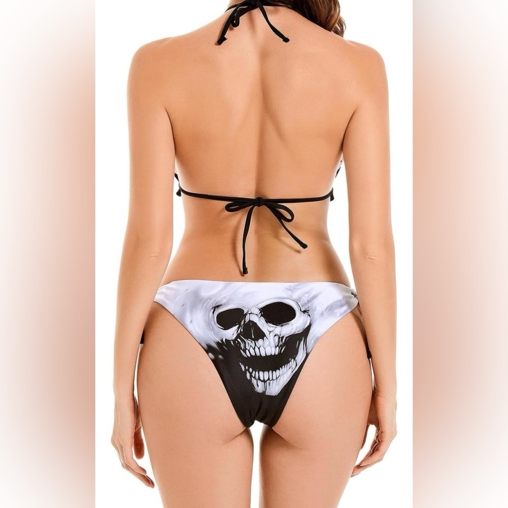 Skull Triangle Halter Bikini Set - Picture 2 of 9